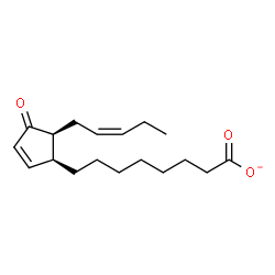 ChemSpider 2D Image | 8-{(1S,5S)-4-Oxo-5-[(2Z)-2-penten-1-yl]-2-cyclopenten-1-yl}octanoate | C18H27O3