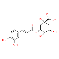 ChemSpider 2D Image | (1R,3R,4S,5R)-3-{[(2E)-3-(3,4-Dihydroxyphenyl)-2-propenoyl]oxy}-1,4,5-trihydroxycyclohexanecarboxylate | C16H17O9