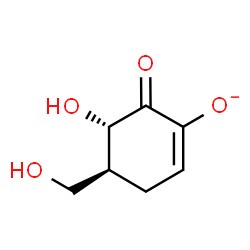 ChemSpider 2D Image | (4S,5S)-5-Hydroxy-4-(hydroxymethyl)-6-oxo-1-cyclohexen-1-olate | C7H9O4