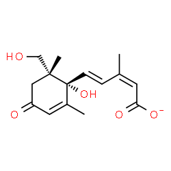 ChemSpider 2D Image | (2Z,4E)-5-[(1R,6R)-1-Hydroxy-6-(hydroxymethyl)-2,6-dimethyl-4-oxo-2-cyclohexen-1-yl]-3-methyl-2,4-pentadienoate | C15H19O5
