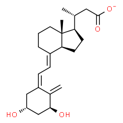 ChemSpider 2D Image | (3R)-3-[(1R,3aS,4E,7aR)-4-{(2Z)-2-[(3S,5R)-3,5-Dihydroxy-2-methylenecyclohexylidene]ethylidene}-7a-methyloctahydro-1H-inden-1-yl]butanoate | C23H33O4