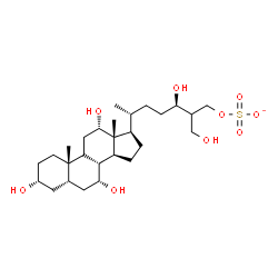 ChemSpider 2D Image | (3alpha,5beta,7alpha,9xi,12alpha,24R)-3,7,12,24,26-Pentahydroxycholestan-27-yl sulfate | C27H47O9S
