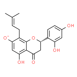 ChemSpider 2D Image | (2S)-2-(2,4-Dihydroxyphenyl)-5-hydroxy-8-(3-methyl-2-buten-1-yl)-4-oxo-7-chromanolate | C20H19O6