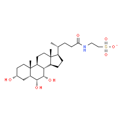 ChemSpider 2D Image | 2-{[(3alpha,5beta,6alpha,7alpha)-3,6,7-Trihydroxy-24-oxocholan-24-yl]amino}ethanesulfonate | C26H44NO7S