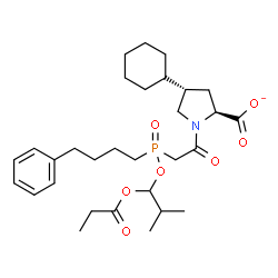 ChemSpider 2D Image | (2S,4S)-4-Cyclohexyl-1-({[2-methyl-1-(propionyloxy)propoxy](4-phenylbutyl)phosphoryl}acetyl)-2-pyrrolidinecarboxylate | C30H45NO7P