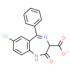 ChemSpider 2D Image | 7-Chloro-2-oxo-5-phenyl-2,3-dihydro-1H-1,4-benzodiazepine-3-carboxylate | C16H10ClN2O3