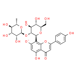 ChemSpider 2D Image | (1S)-1,5-Anhydro-2-O-(6-deoxy-alpha-L-mannopyranosyl)-1-[5-hydroxy-2-(4-hydroxyphenyl)-7-oxido-4-oxo-4H-chromen-8-yl]-D-glucitol | C27H29O14