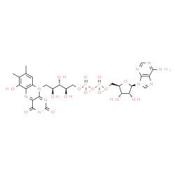 ChemSpider 2D Image | [[(2R,3S,4R,5R)-5-(6-aminopurin-9-yl)-3,4-dihydroxy-tetrahydrofuran-2-yl]methoxy-oxido-phosphoryl] [(2R,3S,4S)-2,3,4-trihydroxy-5-(6-hydroxy-7,8-dimethyl-2,4-dioxo-benzo[g]pteridin-3-id-10-yl)pentyl] phosphate | C27H30N9O16P2