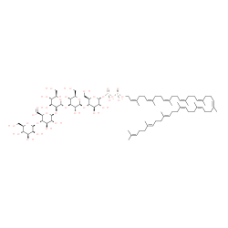 ChemSpider 2D Image | beta-D-Mannopyranosyl-(1->4)-beta-D-glucopyranuronosyl-(1->2)-alpha-D-mannopyranosyl-(1->3)-beta-D-glucopyranosyl-(1->4)-1-O-{[({[(2Z,6Z,10Z,14Z,18Z,22Z,26Z,30Z,34E,38E)-3,7,11,15,19,23,27,31,35,39,43
-undecamethyl-2,6,10,14,18,22,26,30,34,38,42-tetratetracontaundecaen-1-yl]oxy}phosphinato)oxy]phosphinato}-alpha-D-glucopyranose | C85H137O33P2