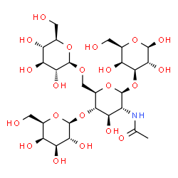 ChemSpider 2D Image | beta-D-Galp-(1->4)-[beta-D-Glcp-(1->6)]-beta-D-GlcpNAc-(1->3)-beta-D-Galp | C26H45NO21