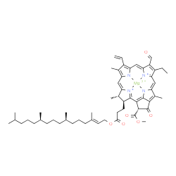 ChemSpider 2D Image | [Methyl (3S,4S,21R)-14-ethyl-13-formyl-4,8,18-trimethyl-20-oxo-3-(3-oxo-3-{[(2E,7R,11R)-3,7,11,15-tetramethyl-2-hexadecen-1-yl]oxy}propyl)-9-vinyl-21-phorbinecarboxylatato(2-)-kappa~4~N~23~,N~24~,N~25
~,N~26~]magnesium | C55H70MgN4O6