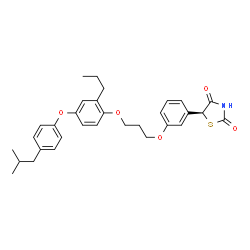 ChemSpider 2D Image | (5S)-5-(3-{3-[4-(4-Isobutylphenoxy)-2-propylphenoxy]propoxy}phenyl)-1,3-thiazolidine-2,4-dione | C31H35NO5S