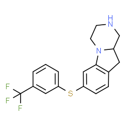 ChemSpider 2D Image | 7-{[3-(Trifluoromethyl)phenyl]sulfanyl}-1,2,3,4,10,10a-hexahydropyrazino[1,2-a]indole | C18H17F3N2S