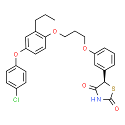 ChemSpider 2D Image | (5R)-5-(3-{3-[4-(4-Chlorophenoxy)-2-propylphenoxy]propoxy}phenyl)-1,3-thiazolidine-2,4-dione | C27H26ClNO5S