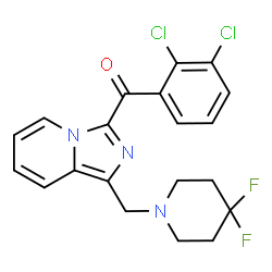 ChemSpider 2D Image | (2,3-Dichlorophenyl){1-[(4,4-difluoro-1-piperidinyl)methyl]imidazo[1,5-a]pyridin-3-yl}methanone | C20H17Cl2F2N3O