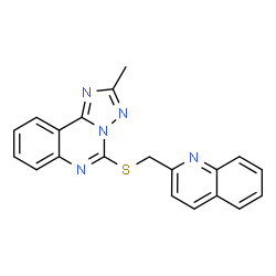 ChemSpider 2D Image | 2-Methyl-5-[(2-quinolinylmethyl)sulfanyl][1,2,4]triazolo[1,5-c]quinazoline | C20H15N5S