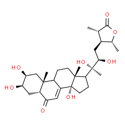 ChemSpider 2D Image | (2beta,3beta,5beta,9xi,17xi,22R,24S,25S,28R)-2,3,14,20,22-Pentahydroxy-26,28-epoxystigmast-7-ene-6,26-dione | C29H44O8
