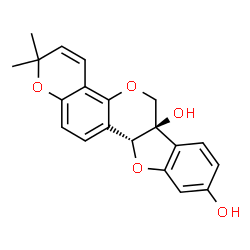 ChemSpider 2D Image | (6aR,11aR)-2,2-Dimethyl-2H,6H-[1]benzofuro[3,2-c]pyrano[2,3-h]chromene-6a,9(11aH)-diol | C20H18O5
