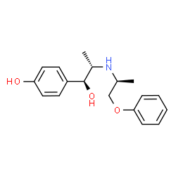 ChemSpider 2D Image | 4-[(1S,2S)-1-Hydroxy-2-{[(2S)-1-phenoxy-2-propanyl]amino}propyl]phenol | C18H23NO3