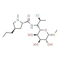 ChemSpider 2D Image | Methyl (5S)-5-[(1R,2S)-2-chloro-1-{[(4R)-1-methyl-4-propyl-L-prolyl]amino}propyl]-1-thio-beta-L-arabinopyranoside | C18H33ClN2O5S