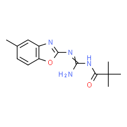 ChemSpider 2D Image | 2,2-Dimethyl-N-[N'-(5-methyl-1,3-benzoxazol-2-yl)carbamimidoyl]propanamide | C14H18N4O2