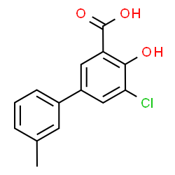 ChemSpider 2D Image | 5-Chloro-4-hydroxy-3'-methyl-3-biphenylcarboxylic acid | C14H11ClO3