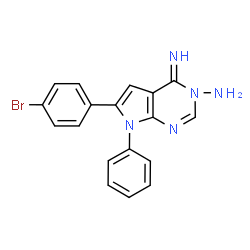 ChemSpider 2D Image | 6-(4-Bromophenyl)-4-imino-7-phenyl-4,7-dihydro-3H-pyrrolo[2,3-d]pyrimidin-3-amine | C18H14BrN5