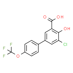 ChemSpider 2D Image | 5-Chloro-4-hydroxy-4'-(trifluoromethoxy)-3-biphenylcarboxylic acid | C14H8ClF3O4