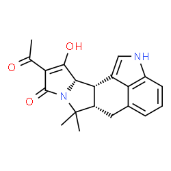 ChemSpider 2D Image | (6aS,11aS,11bS)-10-Acetyl-11-hydroxy-7,7-dimethyl-2,6,6a,7,11a,11b-hexahydro-9H-pyrrolo[1',2':2,3]isoindolo[4,5,6-cd]indol-9-one | C20H20N2O3