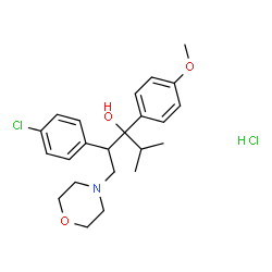 ChemSpider 2D Image | 2-(4-Chlorophenyl)-3-(4-methoxyphenyl)-4-methyl-1-(4-morpholinyl)-3-pentanol hydrochloride (1:1) | C23H31Cl2NO3