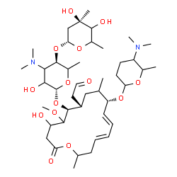 ChemSpider 2D Image | [(6S,7S,10S,11E,13E)-6-{[(2R,5R)-5-{[(2R,4R)-4,5-Dihydroxy-4,6-dimethyltetrahydro-2H-pyran-2-yl]oxy}-4-(dimethylamino)-3-hydroxy-6-methyltetrahydro-2H-pyran-2-yl]oxy}-10-{[5-(dimethylamino)-6-methylte
trahydro-2H-pyran-2-yl]oxy}-4-hydroxy-5-methoxy-9,16-dimethyl-2-oxooxacyclohexadeca-11,13-dien-7-yl]acetaldehyde | C43H74N2O14