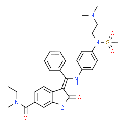 ChemSpider 2D Image | (3Z)-3-{[(4-{[2-(Dimethylamino)ethyl](methylsulfonyl)amino}phenyl)amino](phenyl)methylene}-N-ethyl-N-methyl-2-oxo-6-indolinecarboxamide | C30H35N5O4S
