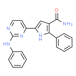 ChemSpider 2D Image | 5-(2-Anilino-4-pyrimidinyl)-2-phenyl-1H-pyrrole-3-carboxamide | C21H17N5O