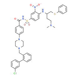 ChemSpider 2D Image | 4-{4-[(3'-Chloro-2-biphenylyl)methyl]-1-piperazinyl}-N-[(4-{[4-(dimethylamino)-1-(phenylsulfanyl)-2-butanyl]amino}-3-nitrophenyl)sulfonyl]benzamide | C42H45ClN6O5S2