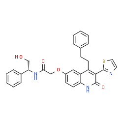 ChemSpider 2D Image | N-[(1R)-2-Hydroxy-1-phenylethyl]-2-{[2-oxo-4-(2-phenylethyl)-3-(1,3-thiazol-2-yl)-1,2-dihydro-6-quinolinyl]oxy}acetamide | C30H27N3O4S