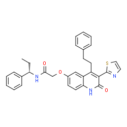 ChemSpider 2D Image | 2-{[2-Oxo-4-(2-phenylethyl)-3-(1,3-thiazol-2-yl)-1,2-dihydro-6-quinolinyl]oxy}-N-[(1S)-1-phenylpropyl]acetamide | C31H29N3O3S