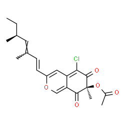 ChemSpider 2D Image | (7S)-5-Chloro-3-[(1E,5S)-3,5-dimethyl-1,3-heptadien-1-yl]-7-methyl-6,8-dioxo-7,8-dihydro-6H-isochromen-7-yl acetate | C21H23ClO5