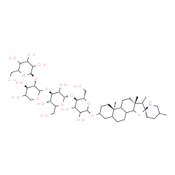 ChemSpider 2D Image | (2S,9aR,11aR)-1,5',9a,11a-Tetramethyltetradecahydro-1H-spiro[phenanthro[1,2-b]furan-2,2'-piperidin]-7-yl (1R)-hexopyranosyl-(1->2)-(4xi)-D-threo-pentopyranosyl-(1->3)-alpha-L-threo-hexopyranosyl-(1->4
)-beta-L-erythro-hexopyranoside | C47H79NO21