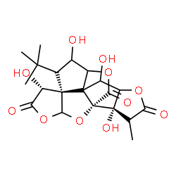 ChemSpider 2D Image | (1S,6R,7R,8R,11R,16R,17S)-6,9,12,17-Tetrahydroxy-16-methyl-8-(2-methyl-2-propanyl)-2,4,14,19-tetraoxahexacyclo[8.7.2.0~1,11~.0~3,7~.0~7,11~.0~13,17~]nonadecane-5,15,18-trione | C20H24O11