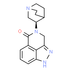 ChemSpider 2D Image | 4-[(3R)-1-Azabicyclo[2.2.2]oct-3-yl]-3,4-dihydropyrazolo[3,4,5-de]isoquinolin-5(1H)-one | C16H18N4O