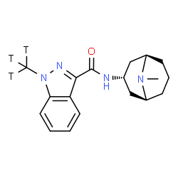 ChemSpider 2D Image | 1-(~3~H_3_)Methyl-N-[(3-exo)-9-methyl-9-azabicyclo[3.3.1]non-3-yl]-1H-indazole-3-carboxamide | C18H21T3N4O