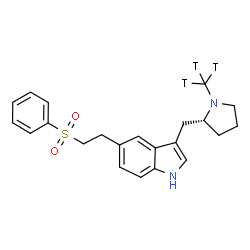 ChemSpider 2D Image | 3-{[(2R)-1-(~3~H_3_)Methyl-2-pyrrolidinyl]methyl}-5-[2-(phenylsulfonyl)ethyl]-1H-indole | C22H23T3N2O2S