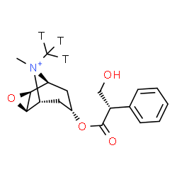 ChemSpider 2D Image | (1R,2R,4S,5S,7s)-7-{[(2S)-3-Hydroxy-2-phenylpropanoyl]oxy}-9-methyl-9-(~3~H_3_)methyl-3-oxa-9-azoniatricyclo[3.3.1.0~2,4~]nonane | C18H21T3NO4