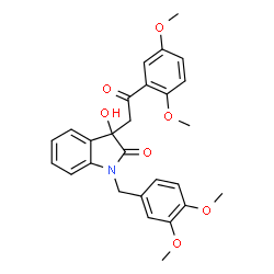 ChemSpider 2D Image | 1-(3,4-Dimethoxybenzyl)-3-[2-(2,5-dimethoxyphenyl)-2-oxoethyl]-3-hydroxy-1,3-dihydro-2H-indol-2-one | C27H27NO7