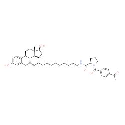 ChemSpider 2D Image | 1-(4-Acetylbenzoyl)-N-{11-[(7beta,8xi,9beta,13alpha,14beta,17alpha)-3,17-dihydroxyestra-1(10),2,4-trien-7-yl]undecyl}-D-prolinamide | C43H60N2O5
