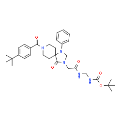 ChemSpider 2D Image | 2-Methyl-2-propanyl {[({8-[4-(2-methyl-2-propanyl)benzoyl]-4-oxo-1-phenyl-1,3,8-triazaspiro[4.5]dec-3-yl}acetyl)amino]methyl}carbamate | C32H43N5O5