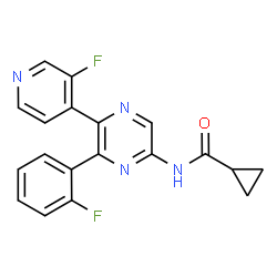 ChemSpider 2D Image | N-[6-(2-Fluorophenyl)-5-(3-fluoro-4-pyridinyl)-2-pyrazinyl]cyclopropanecarboxamide | C19H14F2N4O