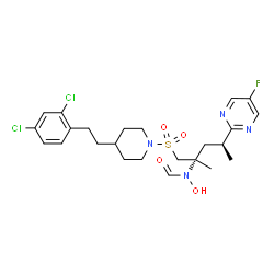 ChemSpider 2D Image | N-[(2S,4S)-1-({4-[2-(2,4-Dichlorophenyl)ethyl]-1-piperidinyl}sulfonyl)-4-(5-fluoro-2-pyrimidinyl)-2-methyl-2-pentanyl]-N-hydroxyformamide | C24H31Cl2FN4O4S
