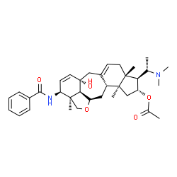 ChemSpider 2D Image | (2aR,3S,5aS,8aR,9S,10R,11aS,11bR,12aR,12bR)-3-(Benzoylamino)-9-[(1S)-1-(dimethylamino)ethyl]-5a-hydroxy-2a,8a,11a-trimethyl-2a,3,5a,6,8,8a,9,10,11,11a,11b,12,12a,12b-tetradecahydro-2H-1-oxabenzo[cd]in
deno[5,4-g]azulen-10-yl acetate | C35H48N2O5