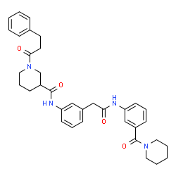 ChemSpider 2D Image | N-[3-(2-Oxo-2-{[3-(1-piperidinylcarbonyl)phenyl]amino}ethyl)phenyl]-1-(3-phenylpropanoyl)-3-piperidinecarboxamide | C35H40N4O4